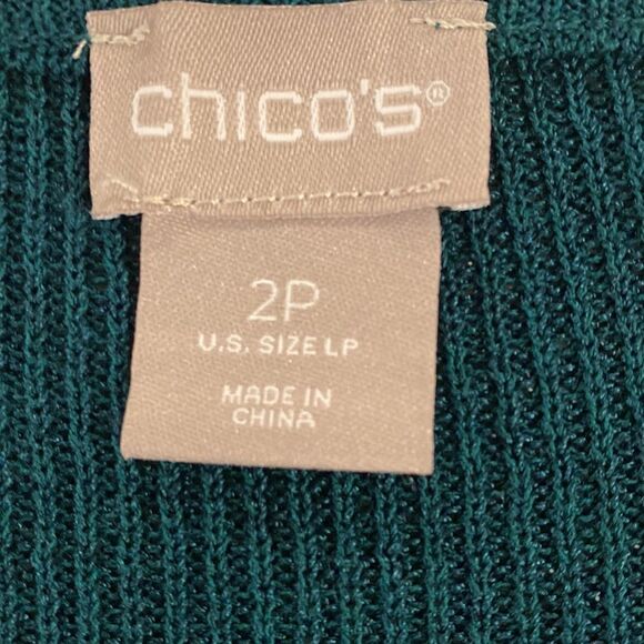 Chico’s cotton blend forest green knit side twist sweater size LP - Picture 6 of 9